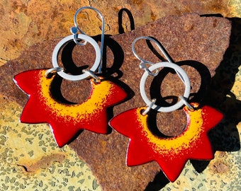 Pumpkin Spice Collection, Autumn Colors, Sterling Silver, Enamel on Copper