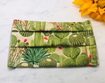 Cactus Face Mask~ Fabric Masks~ Reusable Masks~ Face Covering~ Colorful Masks~ Filtet Pocket~ Elastic Ear Loops ~ Adult Mask