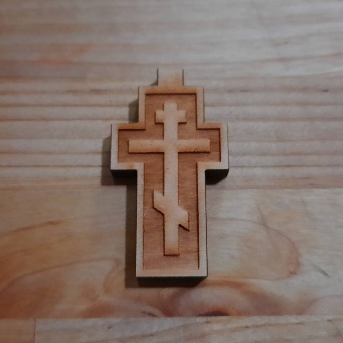 Orthodox Wooden Three Bar Cross Necklace Etsy