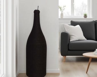 Handgemaakte extra grote zwarte vloervaas: jute touwdecor (21,65 voet)