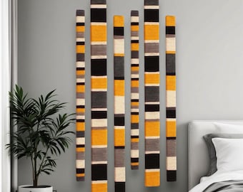 Jute Rope Fiber Art Wall Hanging: Vertical Textile Decor