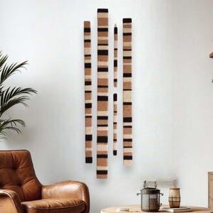 Jute Fiber Art Wall Hanging: Striped Textile Planks