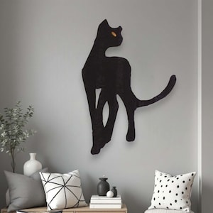 Kunstpelz Schwarzer Panther Wanddekor: Panther Statue