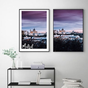 4 IMAGES - Madrid Spain Espana Almudena Cathedral Sunset City View Photoghraphy Door Home Decor Downloadable Art Printable Travel Wall