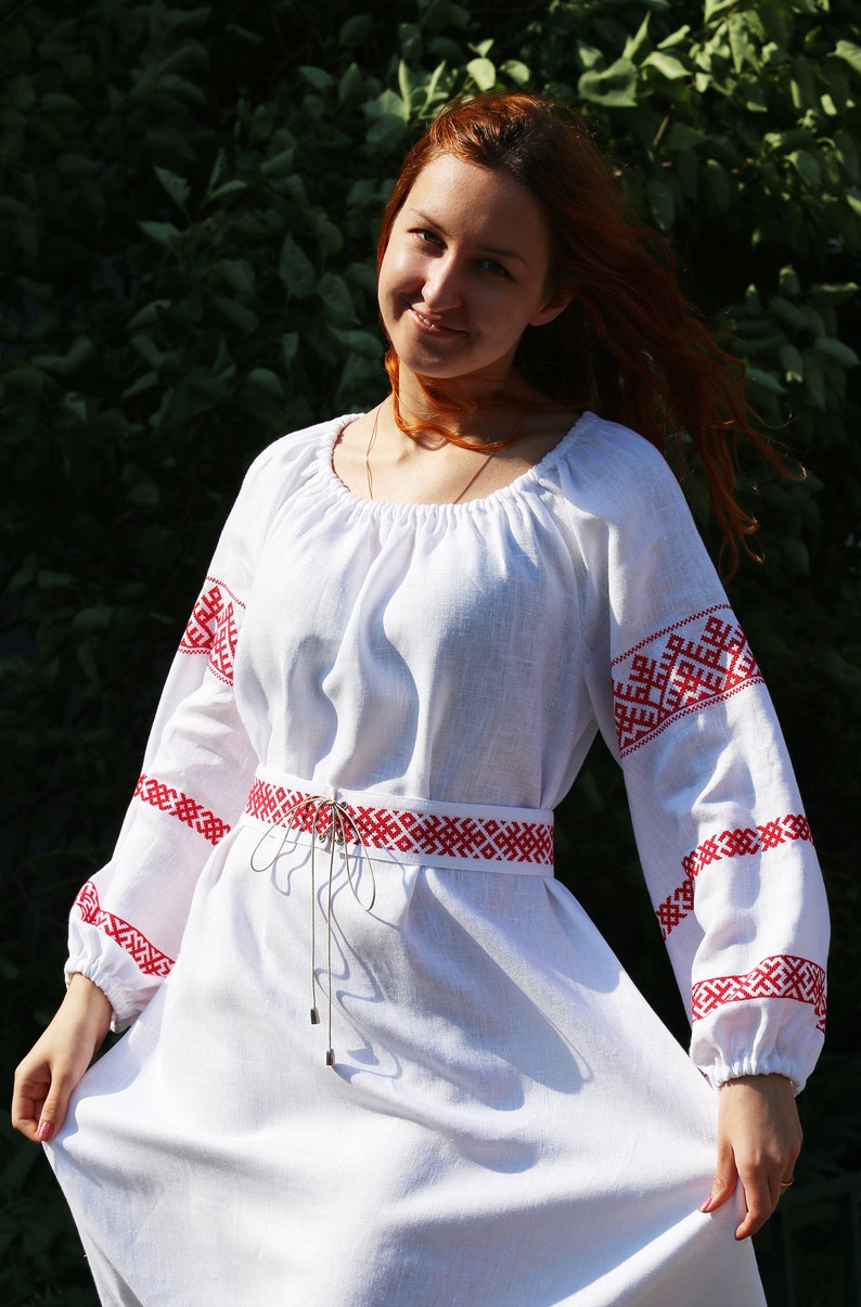 russian embroidered dress