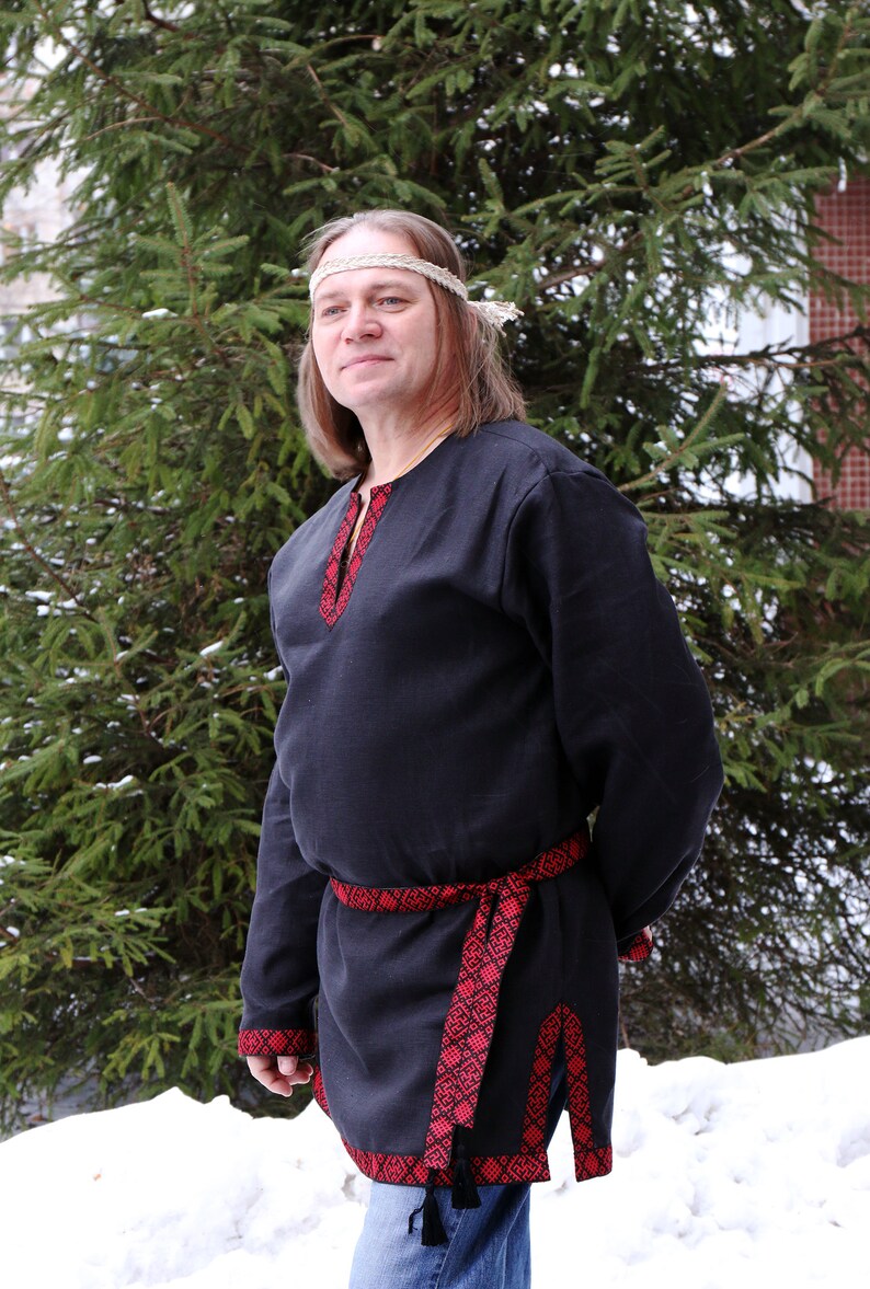 Russian slavic linen men's tunic in Russian style Boho Etsy