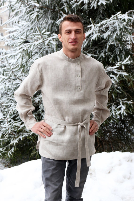 Russian shirt men traditional wear kosovorotka boho shirt ethnic folk Slavic clothing