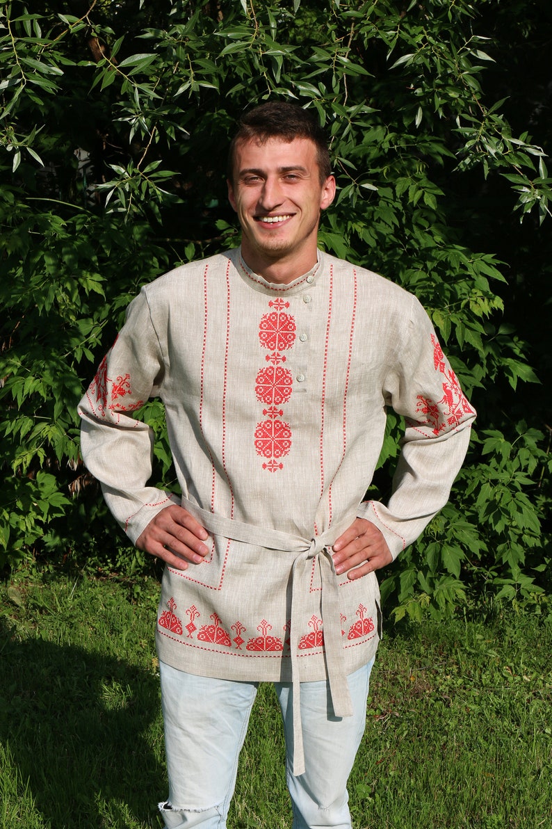 Russian Slavic pagan embroidered linen kosovorotka shirt Linen | Etsy