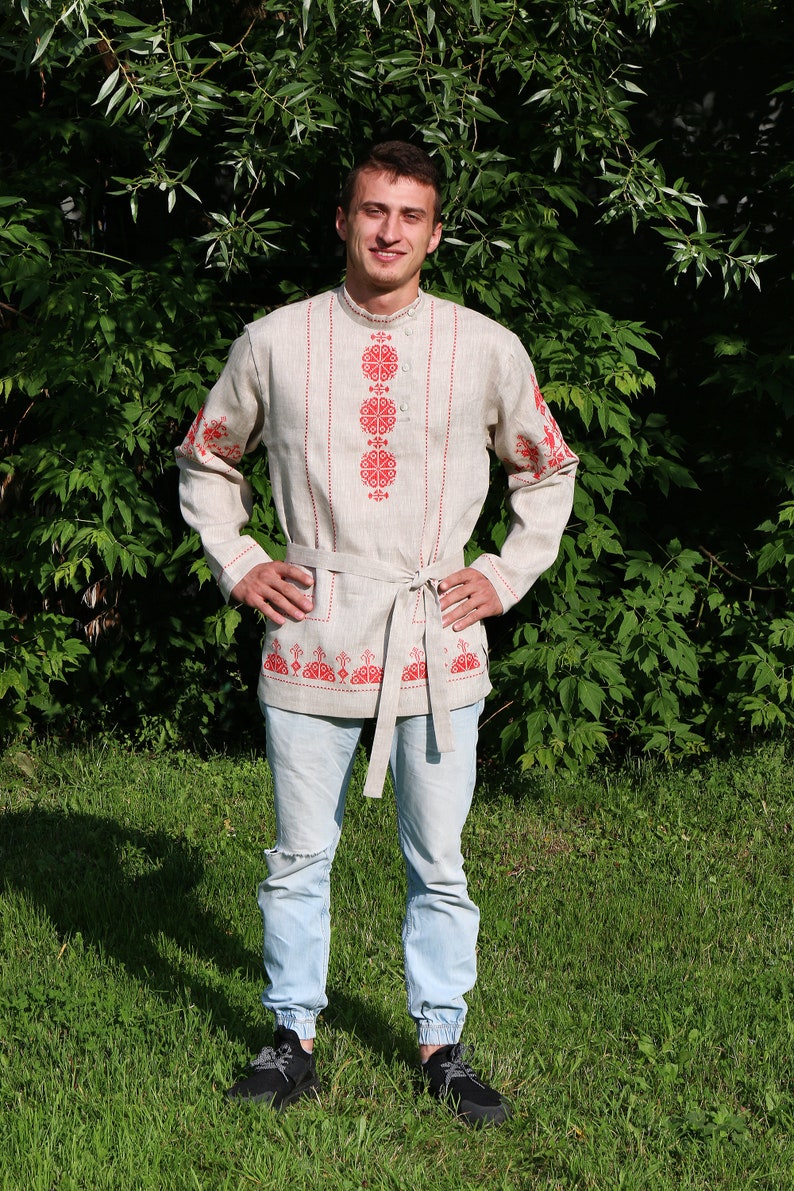 Russian Slavic pagan embroidered linen kosovorotka shirt Linen | Etsy