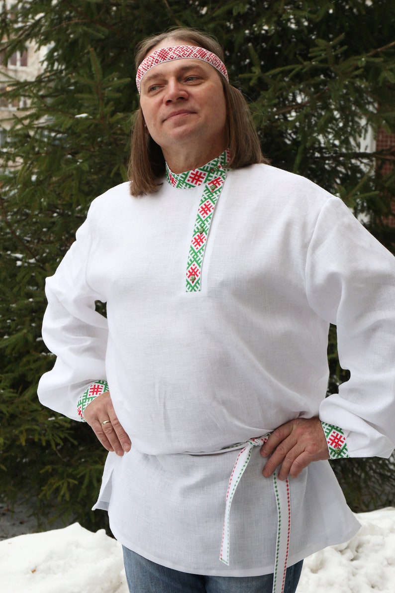 Russian Slavic traditional linen embroidered shirt Linen 2 Etsy