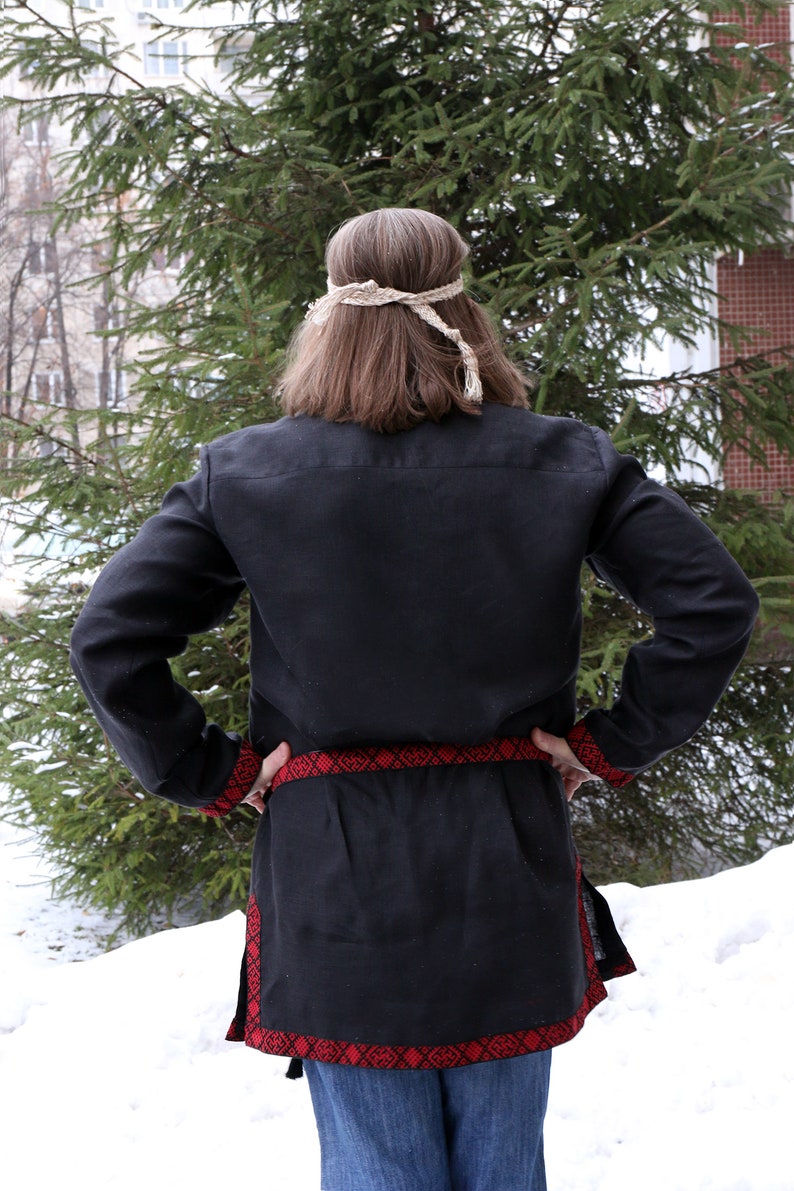 Russian slavic linen men's tunic in Russian style Boho Etsy
