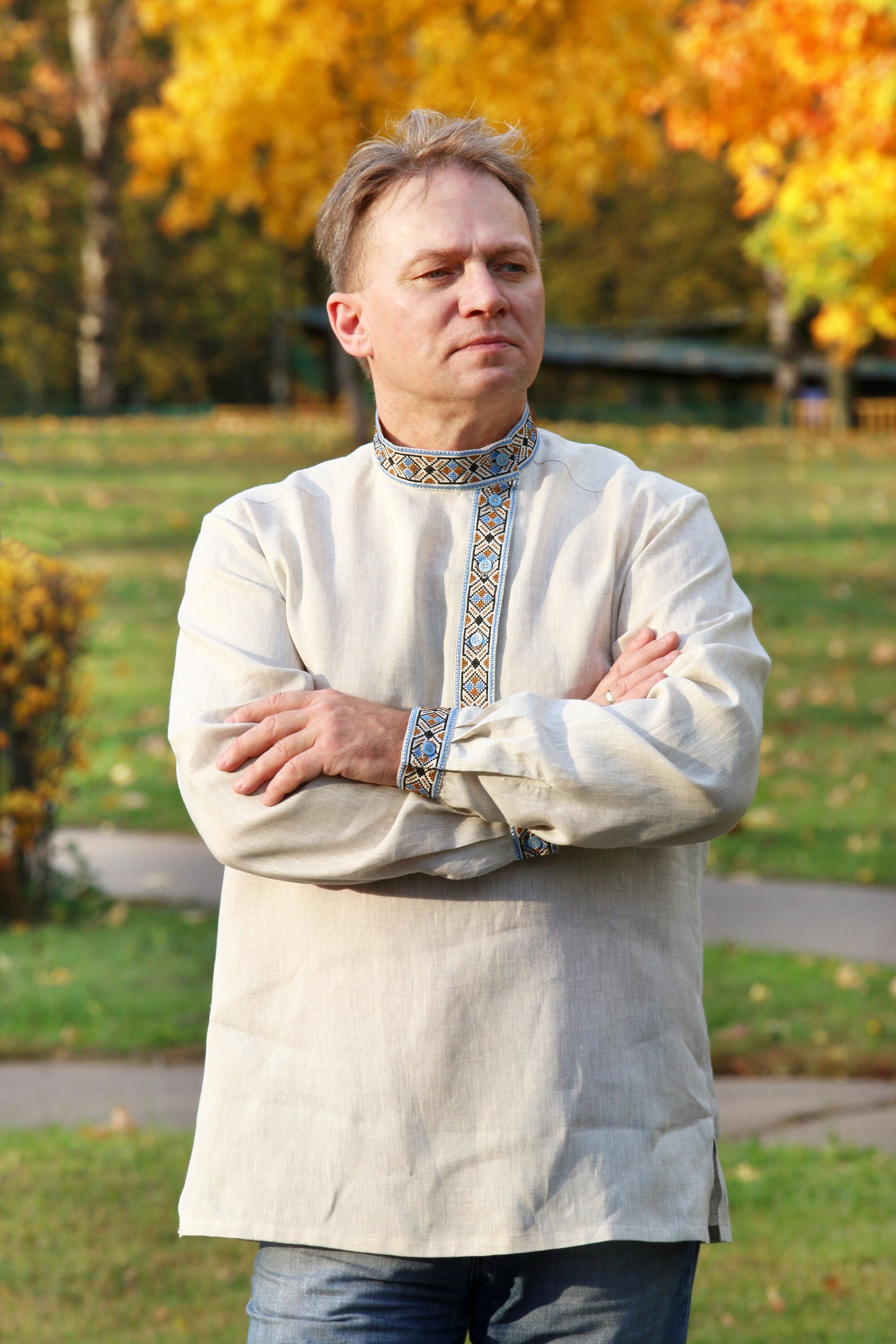 Traditional Russian Linen Embroidered 