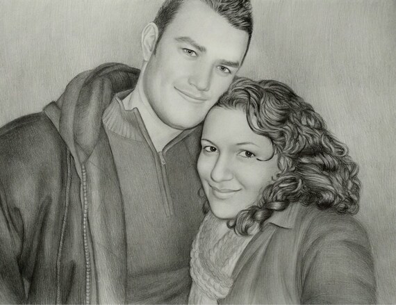 Crayon Portrait Realiste Dessin Personnalise De La Photo Etsy