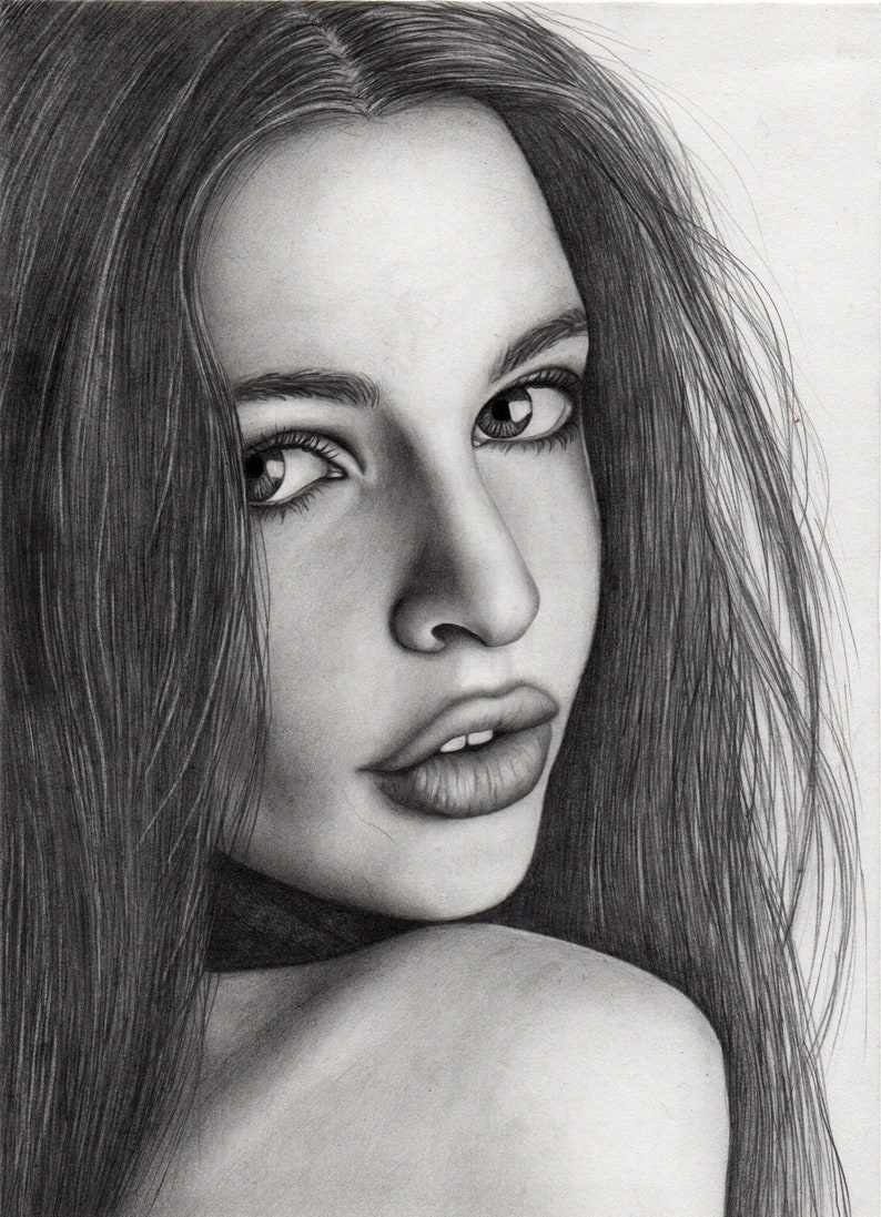Custom portrait painting pencil portrait hand drawn portraits drawing from photo anniversary gift original painting