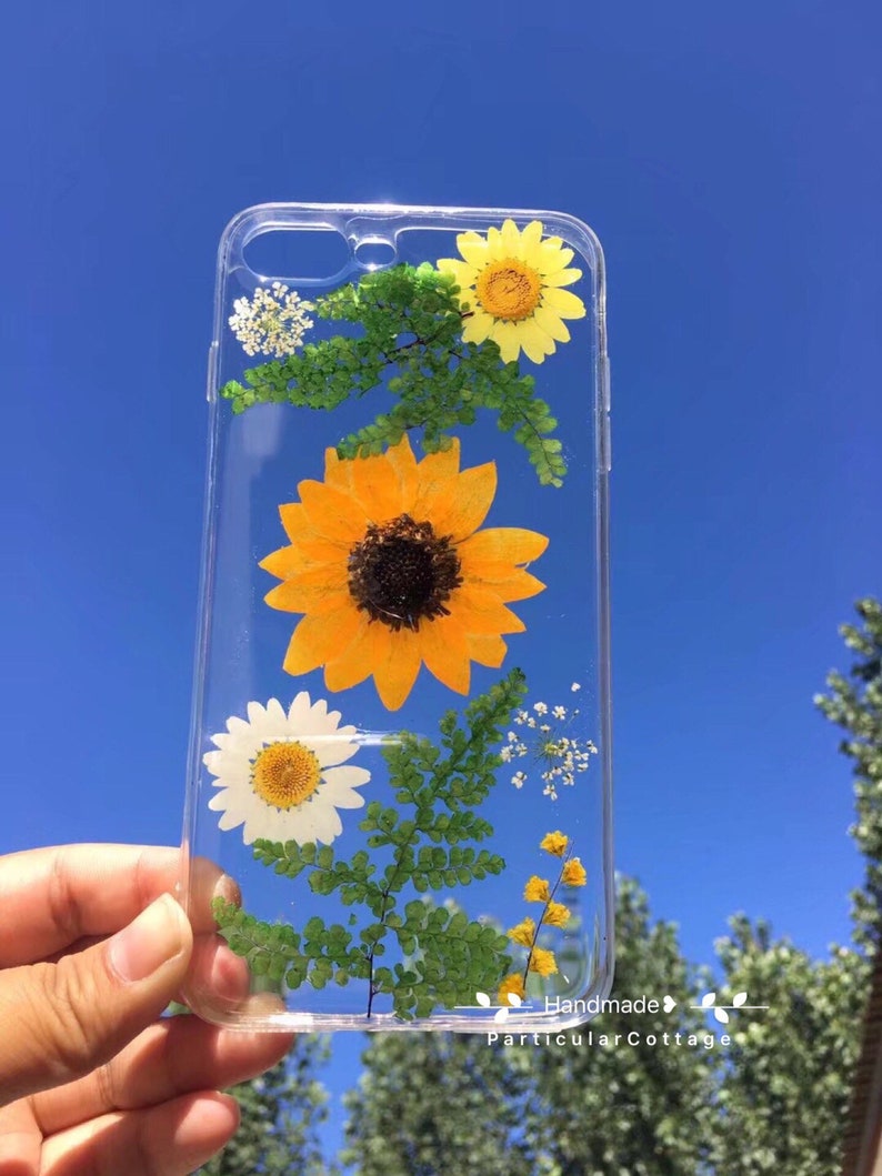 Pressed Real Sunflower Phone Caseiphone 7 8 Plus X XS XR 11 Etsy