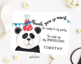 Panda Bear Fill In the Blank Thank You Cards Personalized \u2022 Custom Flat Card Stationery Custom Printed Notecard \u2022 Birthday Party Baby Shower