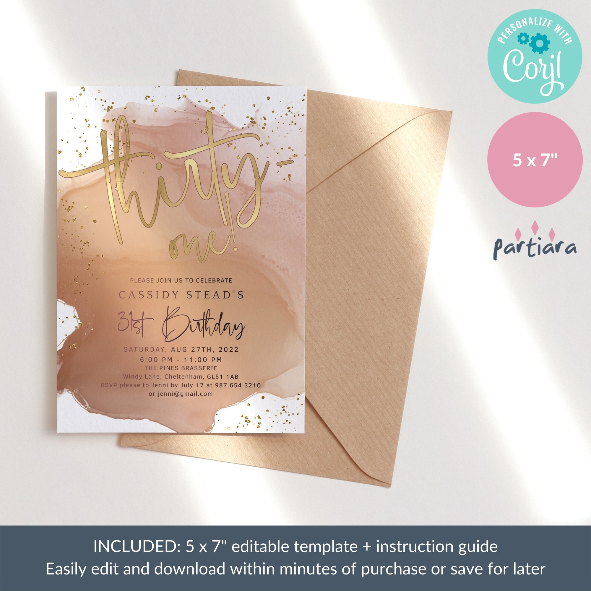 31st Birthday Invitations Printable Editable Ladies Fall or Etsy UK