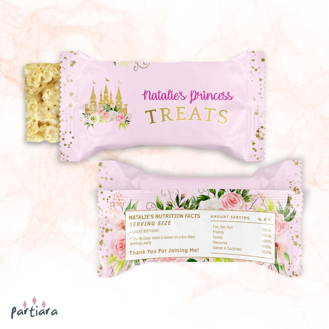 Princess Birthday Rice Treat Wrapper Label Girl Fairytale Baby Shower ...
