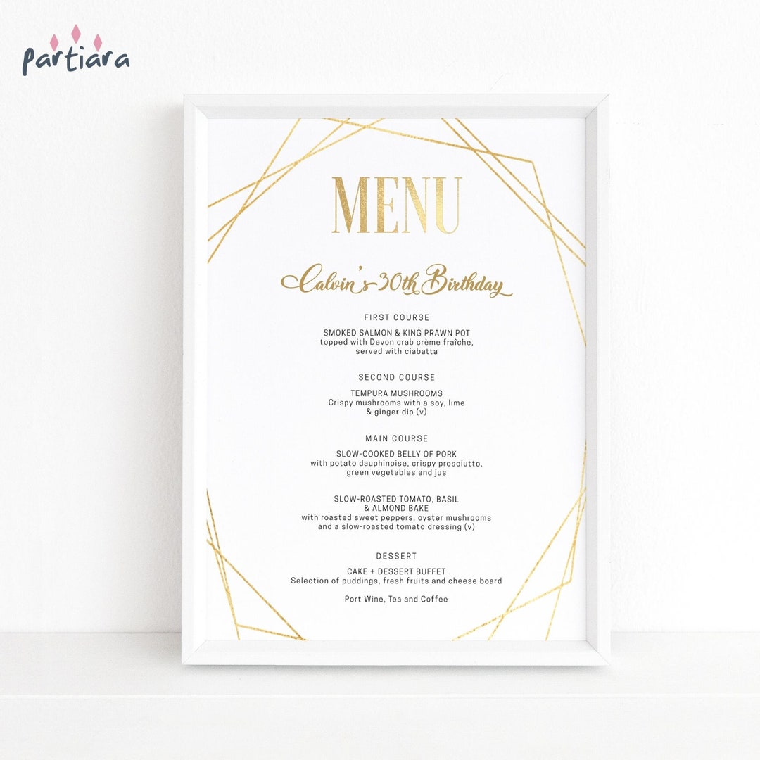 Buffet Menu Table Sign Birthday Menus Poster Decoration Printable All ...