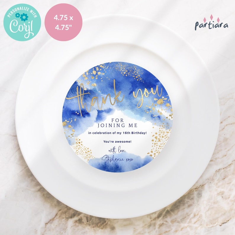 Royal Blue Birthday Table Thank You Charger Cards Ladies Etsy