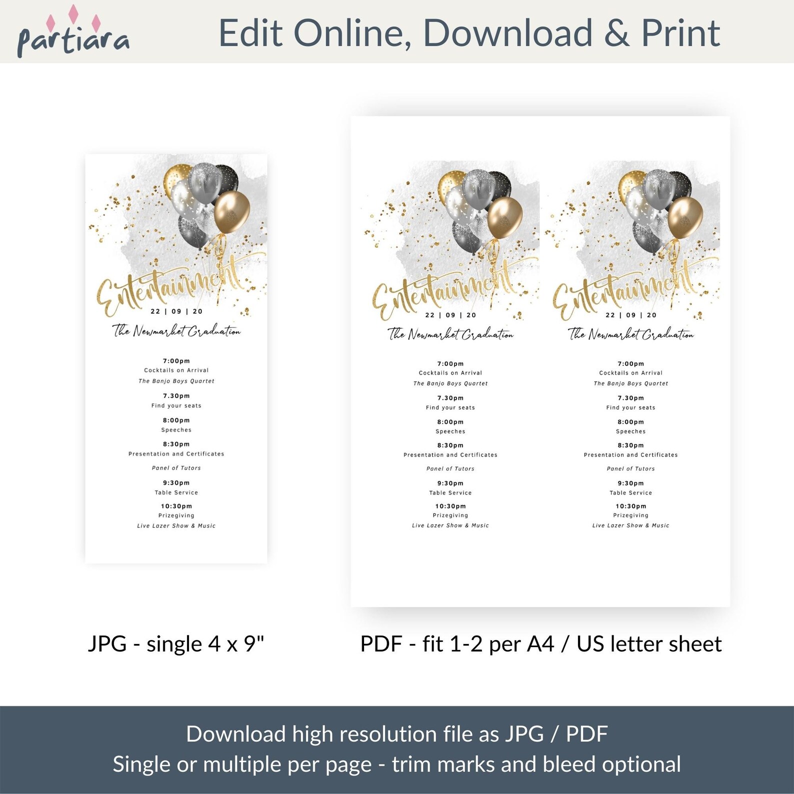 Entertainment Program, Birthday Programs Printable, Teen Boys or Mens ...