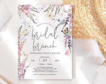 Bridal Brunch Invitation Printable: Lifetime of Butterflies Theme - Wildflower Floral (P256)