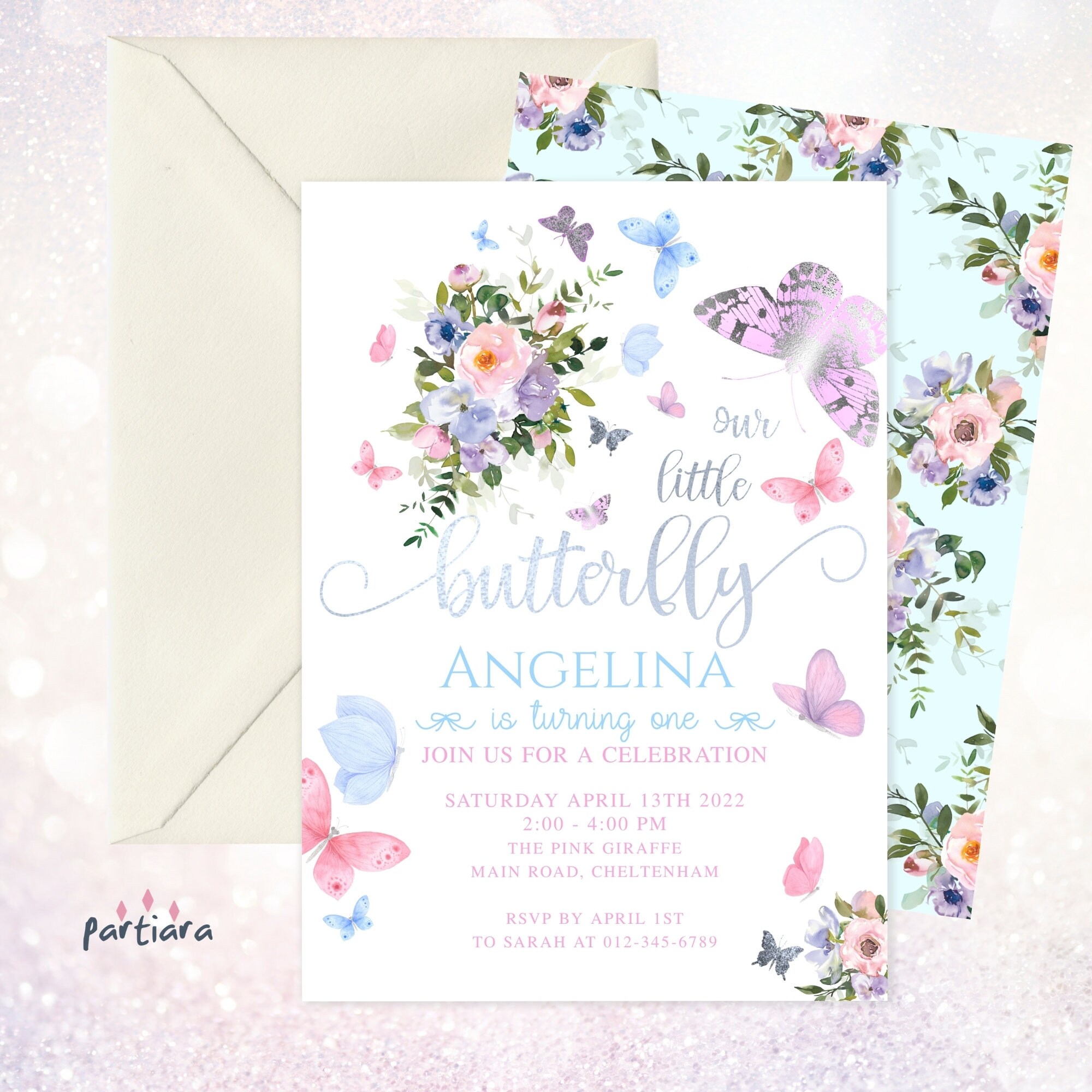 Butterfly Birthday Invitation Digital Download Editable Etsy