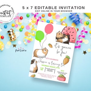 Guinea Pig Party Invitation Guinea Pig Birthday Party Invite | Etsy
