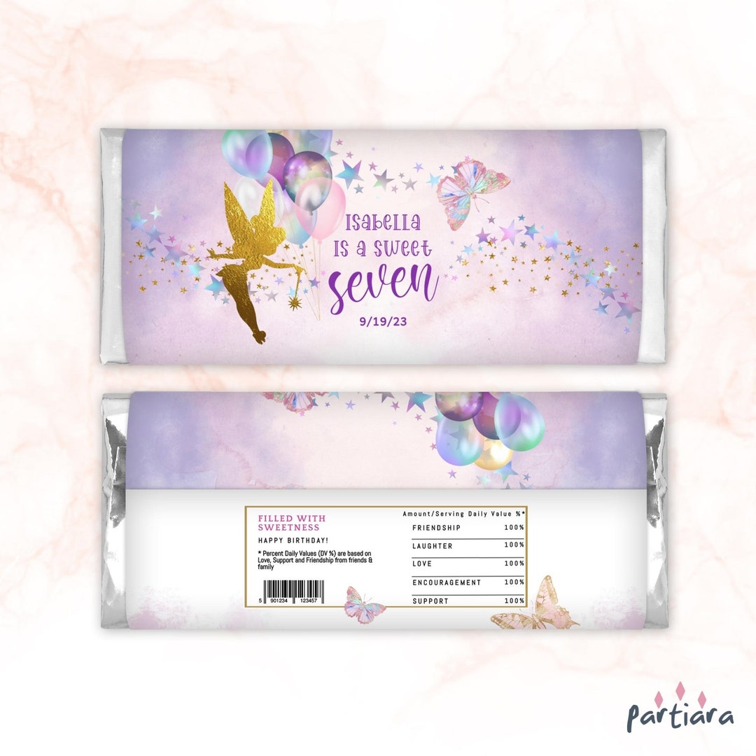 Fairy Birthday Chocolate Candy Label Girls Butterfly (Download Now) Etsy