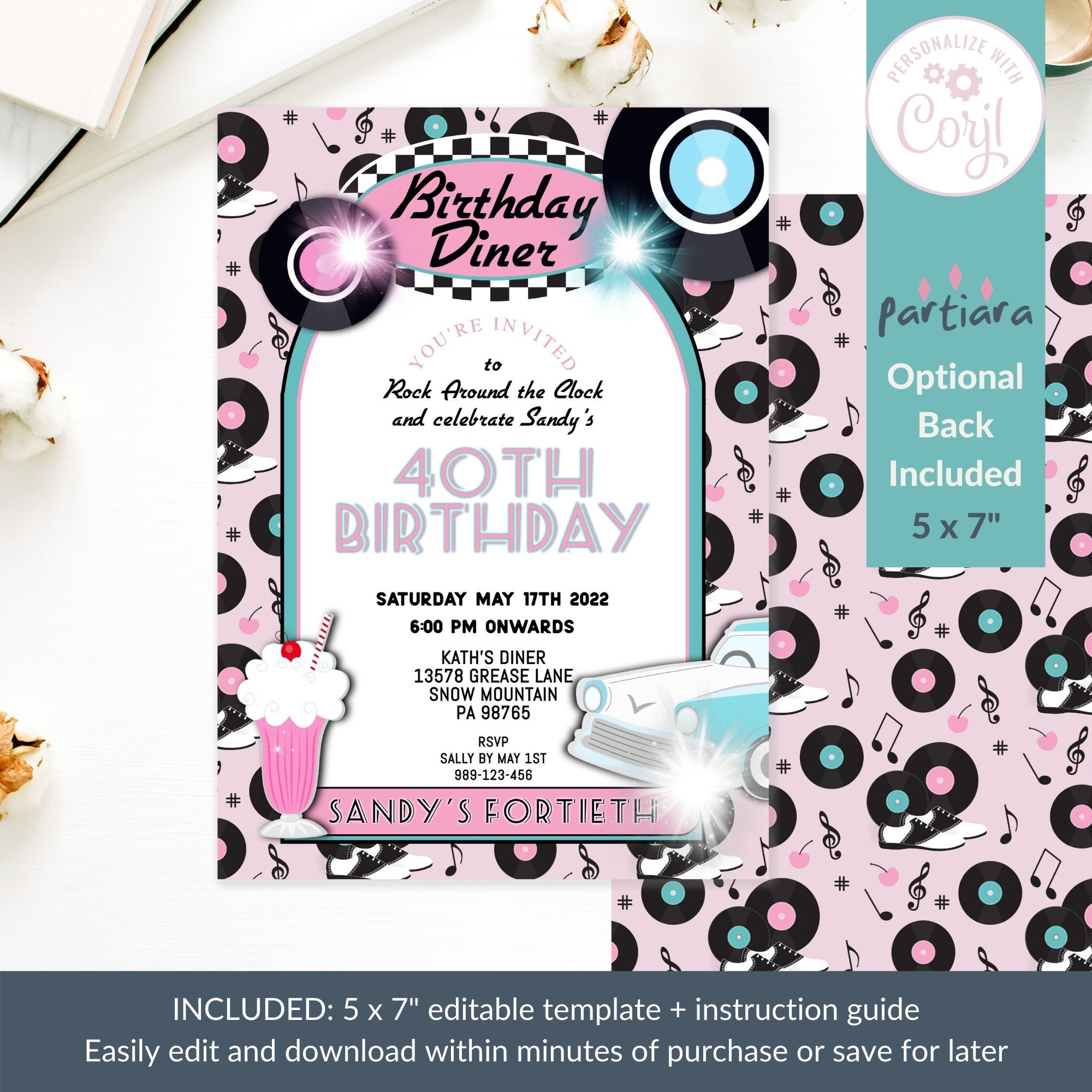 50s Theme Diner Invitation Retro 50s Birthday Invites | Etsy