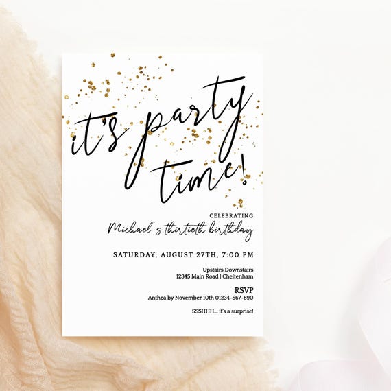 Adult party time invitation template | editable milestone birthday ...