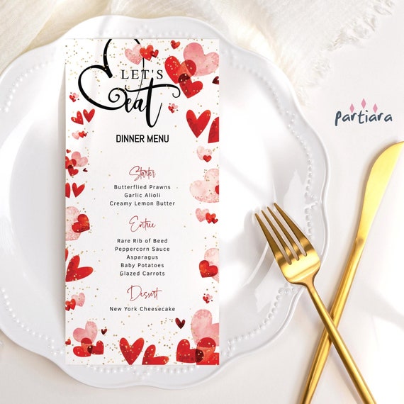 Editable Valentine's Dinner Menu Template Anniversary Etsy