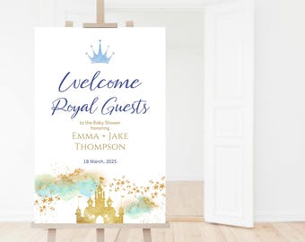 Royal Baby Shower Welcome Sign Template: Little Prince Party Poster Editable Printable Download P137