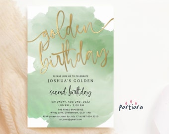 Golden Birthday Invitation Editable Template: Adults or Kids Boy or Girls Party Printable P306