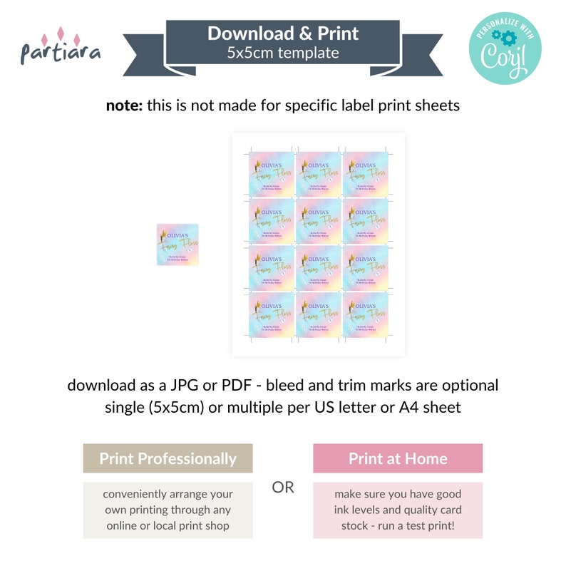 Fairy Candy Floss Label Template, Girls 1st Birthday Party Labels ...