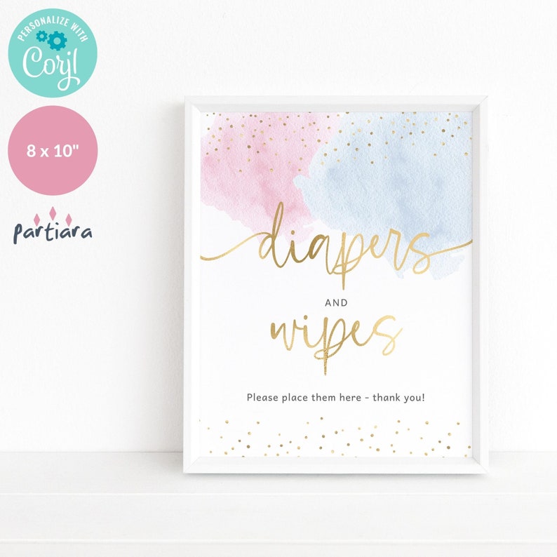 Baby Diapers and Wipes Sign Baby Shower Party Table Poster Etsy