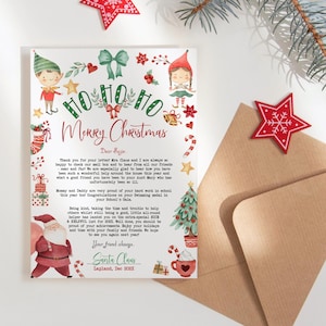Carta de Papá Noel para imprimir, cartas de Papá Noel, carta de Navidad para niños para descargar en formato digital, plantilla editable para niño y niña P191