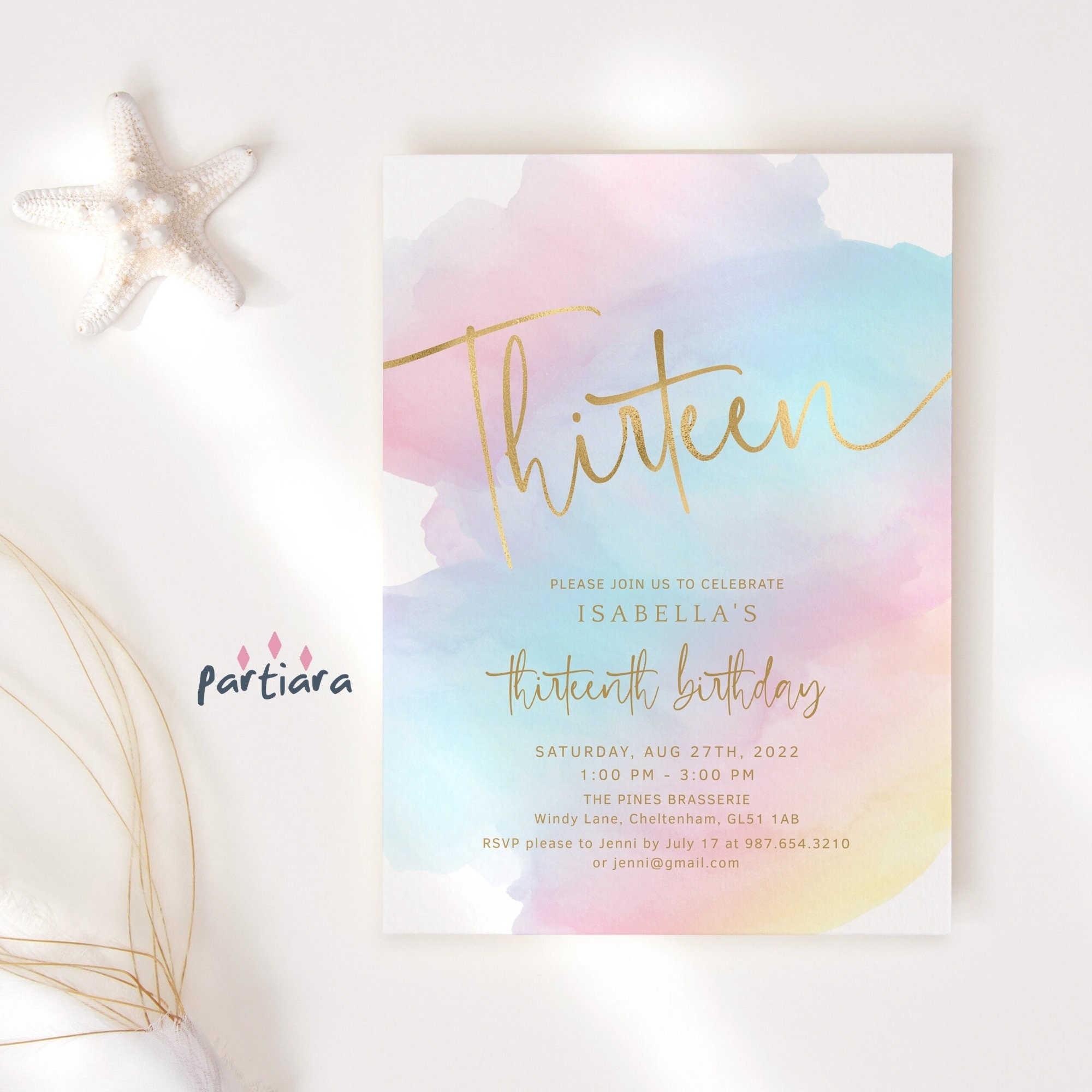 DIY Teen Girl's 13th Birthday Invites Printable Editable - Etsy UK