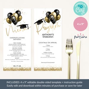 Editable Graduation Program Template, Graduation Dinner Party Menu ...