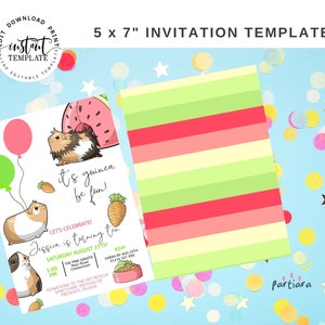 Guinea Pig Party Invitation Guinea Pig Birthday Party Invite | Etsy