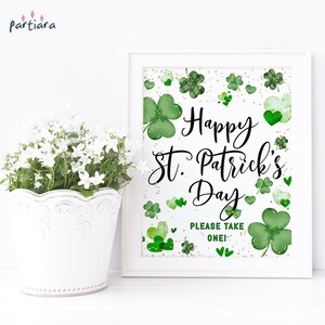 St Patricks Day Sign, Birthday Table Poster Decor Printable, Baby Shower Favor Treats Editable Digital Download Template P569
