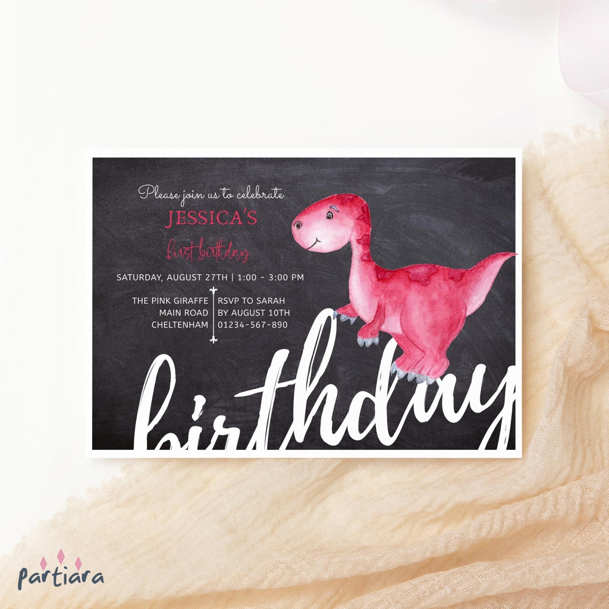 Girl Pink Dinosaur Birthday Party Favors, Hair Scrunchie - LD100