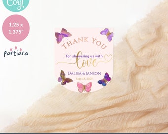 Custom Printed Label Butterfly Baby Shower Girl Party Favors Instant Edit and Download EDITABLE Hand Sanitizer Labels DIY Gift Favor P8