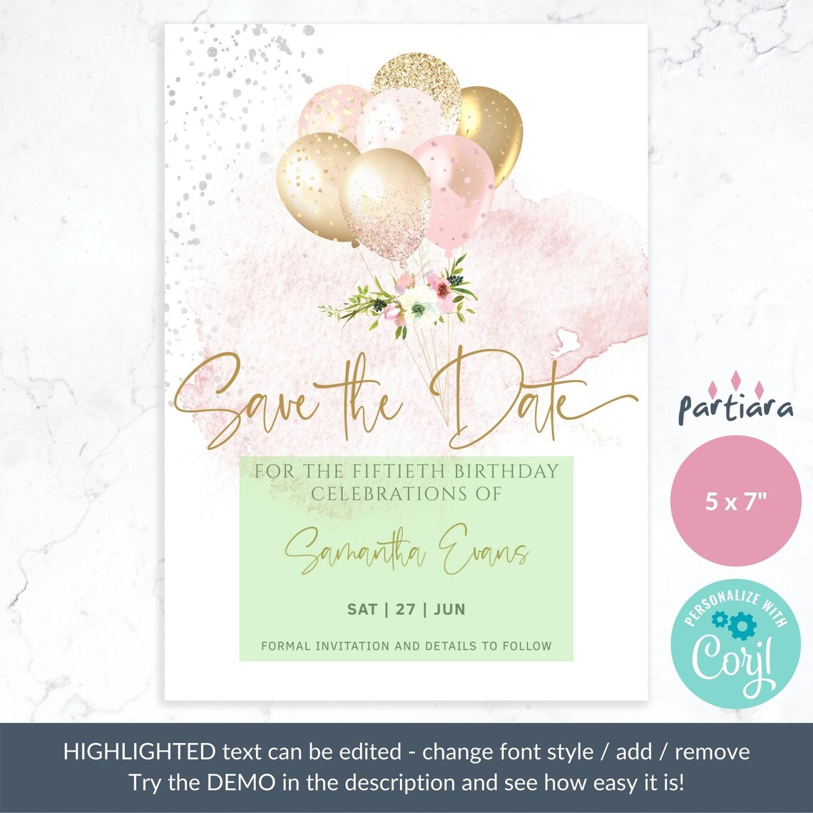 Ladies Save the Date Card Printable Birthday Party | Etsy