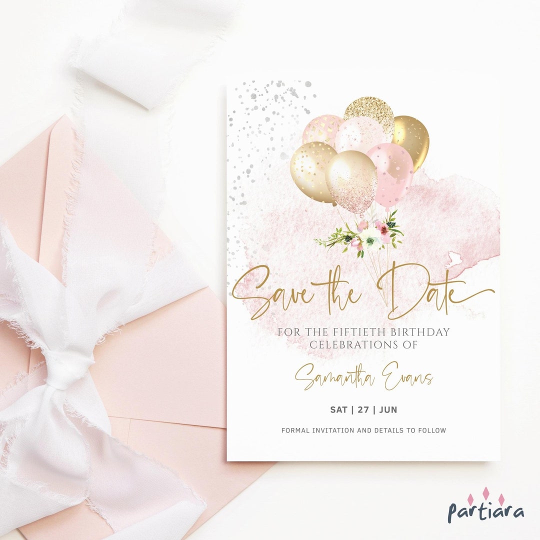 Ladies Save the Date Card Printable Birthday Party Announcement ...