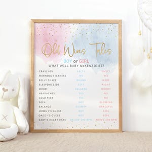 Gender Reveal Party Game Old Wives Tales Editable Questions Boy or Girl Baby Shower Activity Guessing Games DIY Printable P16