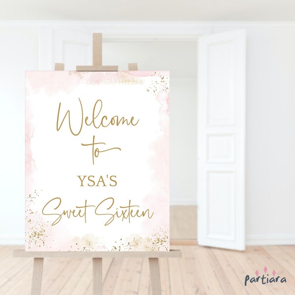 Sweet Sixteen Birthday Welcome Sign Editable 16x20 Template Girl's 16th Dinner Party Welcome Poster Decor Printable Download P249 P132