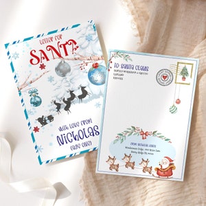 Kleinkind Postkarte an Santa, Brief an Santa Claus mit Bild Zeichnung druckbar, Weihnachtsgeschenk Wunschliste, Corjl Vorlage, bearbeitbar P191