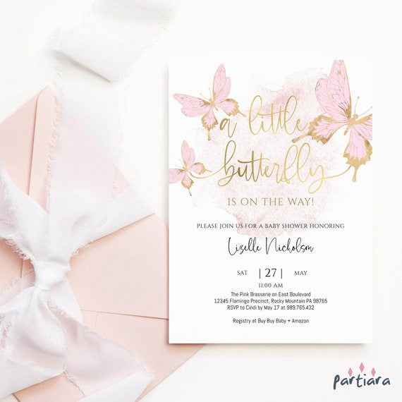 Little Butterfly Baby Shower Printable Invitation Girl's - Etsy
