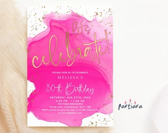 Hot Pink Cocktail Personalised Hen Party Invitations Hot Pink Cocktail Personalised Hen Party Invitations